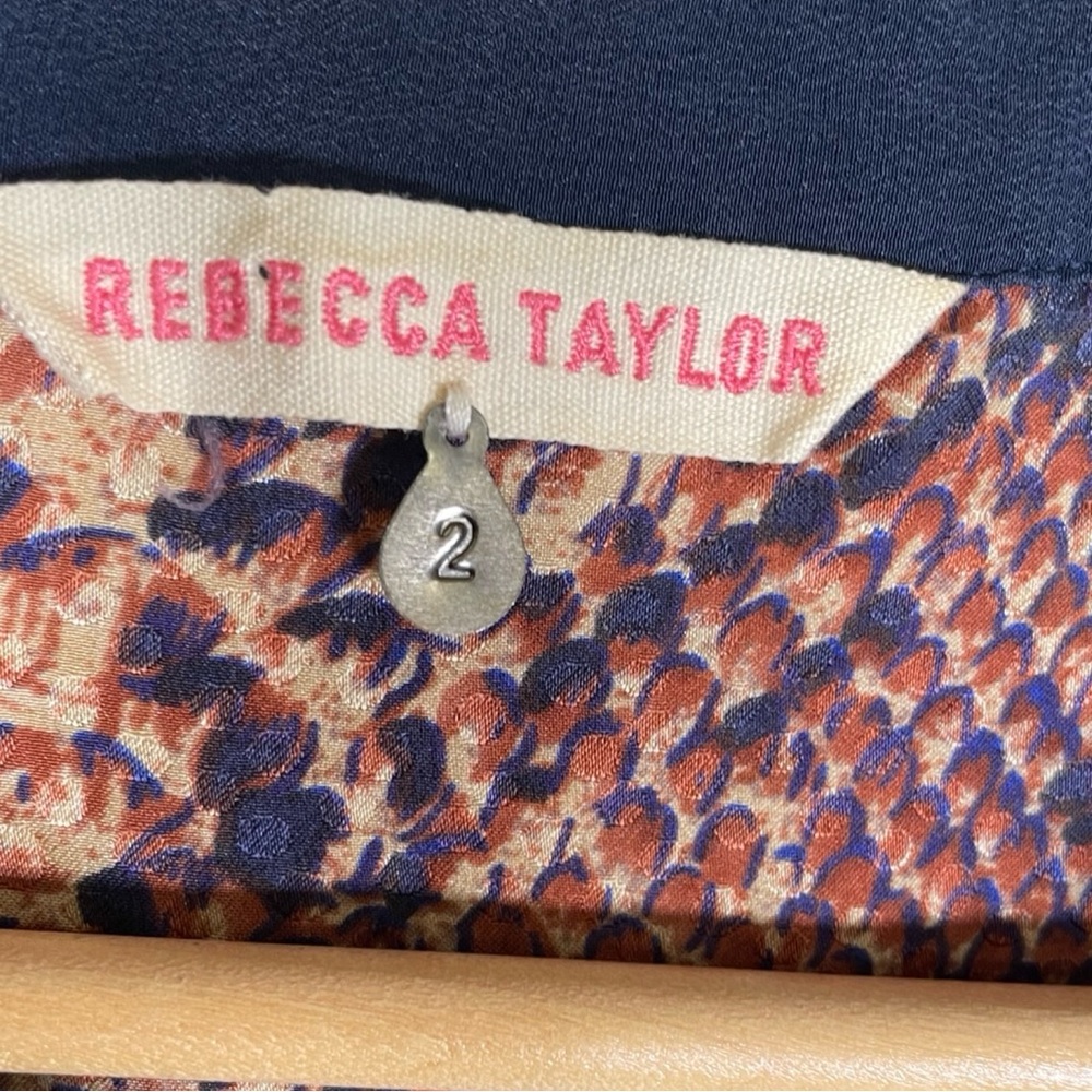 Rebecca Taylor Snakeskin Print silk Button-Up Blouse size 2 - Picture 2 of 4